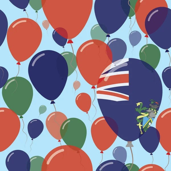 Pitcairn Dia Nacional Plano Padrão Sem Costura Voando Celebração Balões em cores de Pitcairn —  Vetores de Stock