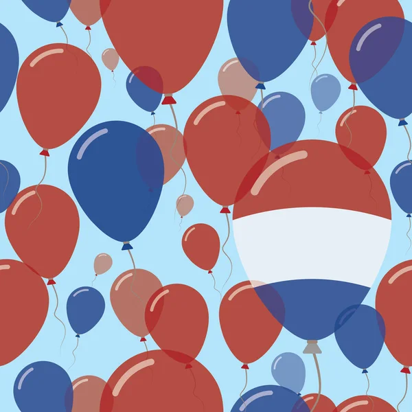 Día Nacional de Holanda Patrón plano sin costuras Flying Celebration Globos en colores de la bandera holandesa — Vector de stock