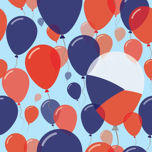 Dia Nacional da República Tcheca Padrão sem costura plana Balões de celebração de voo em cores da República Tcheca —  Vetores de Stock