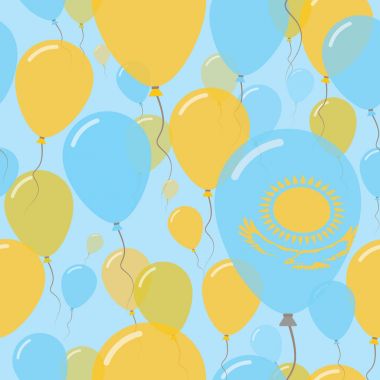 Kazakhstan National Day Flat Seamless Pattern Flying Celebration Balloons in Colors of Kazakhstani clipart