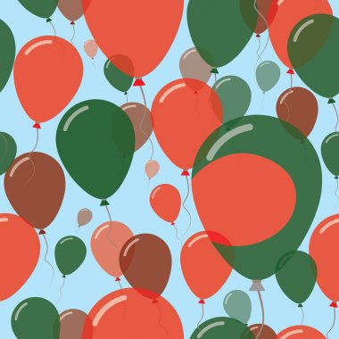 Bangladeş Ulusal gün düz Seamless Modeli kutlama balonları Bangladeşli renkleri uçan