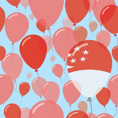 Singapur Ulusal gün düz Seamless Modeli kutlama balonları Singapurlu renkleri uçan