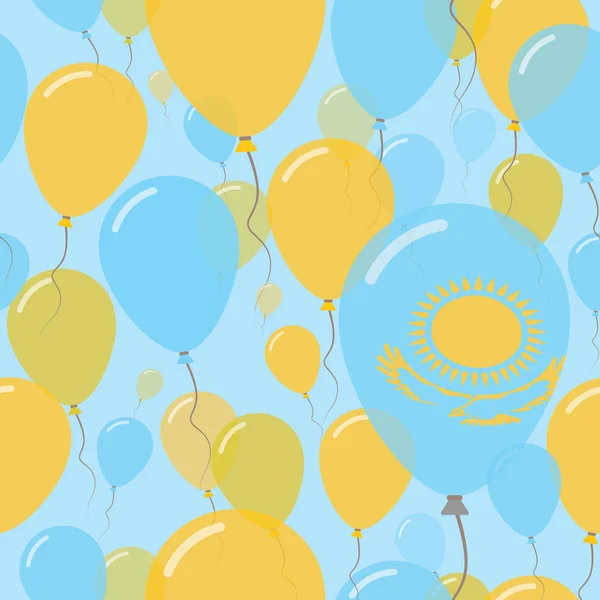 Día Nacional de Kazajstán Patrón plano sin costura Vuelo Celebración Globos en colores de Kazajstán — Vector de stock