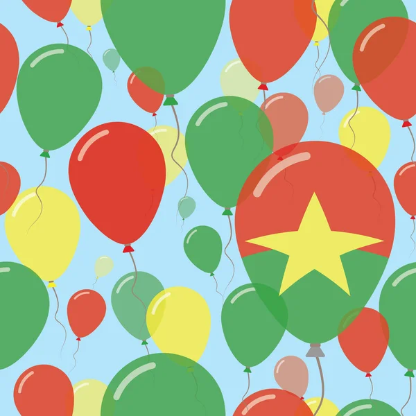 Burkina Faso Dia Nacional Plano Padrão Sem Costura Voando Celebração Balões em Cores de Burkinabe —  Vetores de Stock