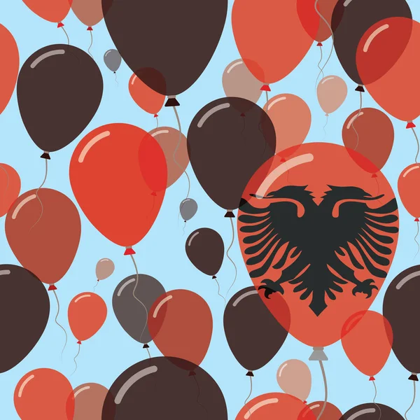 Albanië nationale dag plat naadloze patroon vliegen feest ballonnen in de kleuren van de Albanese vlag — Stockvector