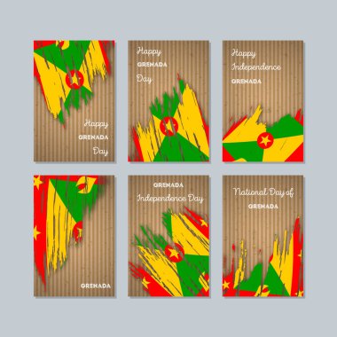 Grenada vatansever kartları Milli Günü ifade fırça darbesi kraft ulusal bayrak renk için