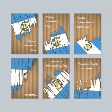 Guatemala Patriotic Cards for National Day Expressive Brush Stroke in National Flag Colors on kraft clipart