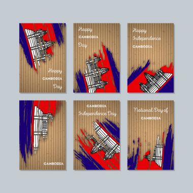 Kamboçya Ulusal gün ifade fırça darbesi kraft ulusal bayrak renk için vatansever kartları