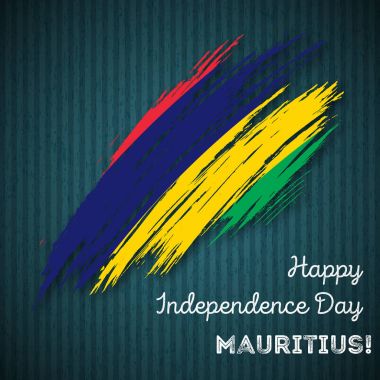 Mauritius Bağımsızlık günü vatansever tasarım etkileyici fırça darbesi kara günü ulusal bayrak renklerde