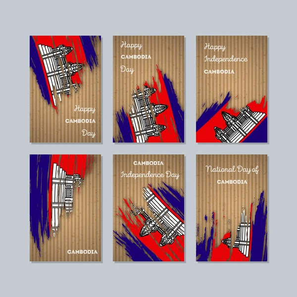 Kamboçya Ulusal gün ifade fırça darbesi kraft ulusal bayrak renk için vatansever kartları