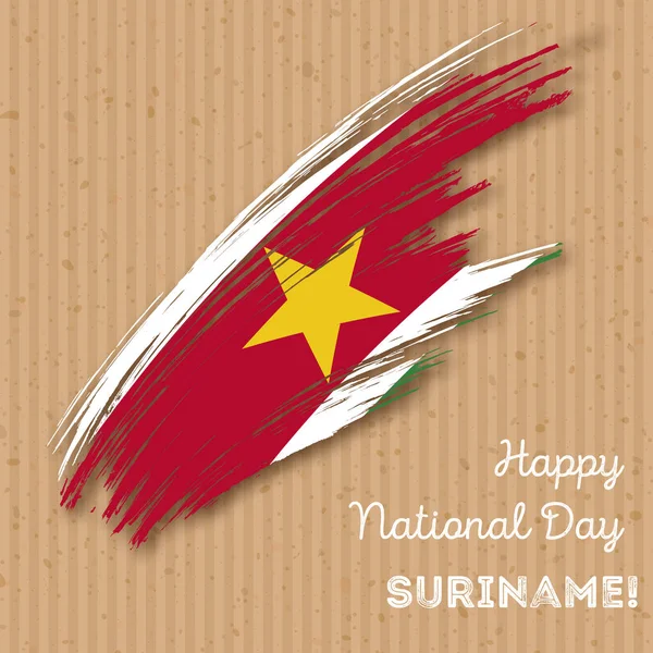 Surinam Bağımsızlık günü vatansever tasarım etkileyici fırça darbesi kraft ulusal bayrak renk