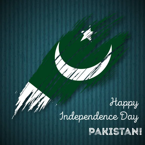 Dia da independência do Paquistão Design Patriótico Pincel Expressivo Curso nas cores da bandeira nacional no escuro — Vetor de Stock