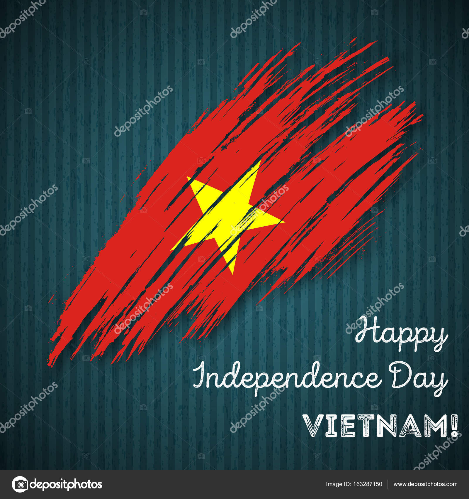 Vietnam Independence Day Patriotic Design Expressive Brush Stroke in