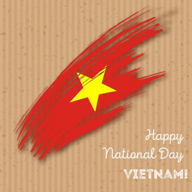 Vietnam Bağımsızlık günü vatansever tasarım etkileyici fırça darbesi kraft ulusal bayrak renk