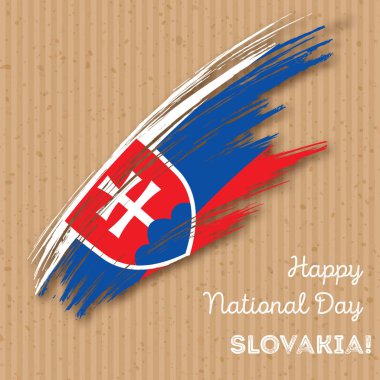 Slovakya Bağımsızlık günü vatansever tasarım etkileyici fırça darbesi kraft ulusal bayrak renk