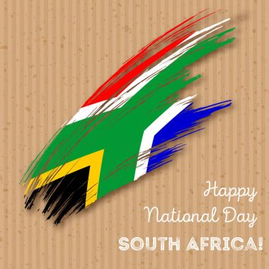 South Africa Independence Day Patriotic Design Expressive Brush Stroke in National Flag Colors on clipart