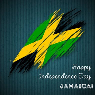 Jamaika Bağımsızlık günü vatansever tasarım etkileyici fırça darbesi kara günü ulusal bayrak renklerde