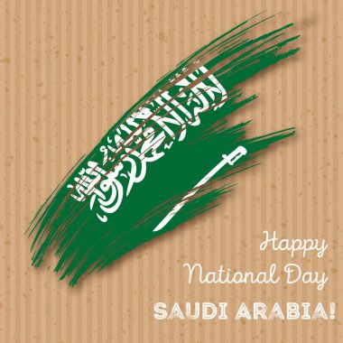 Suudi Arabistan Bağımsızlık günü vatansever tasarım etkileyici fırça darbesi ulusal bayrak renk