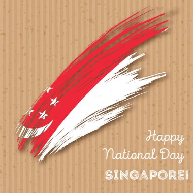 Singapur Bağımsızlık günü vatansever tasarım etkileyici fırça darbesi ulusal bayrak renk