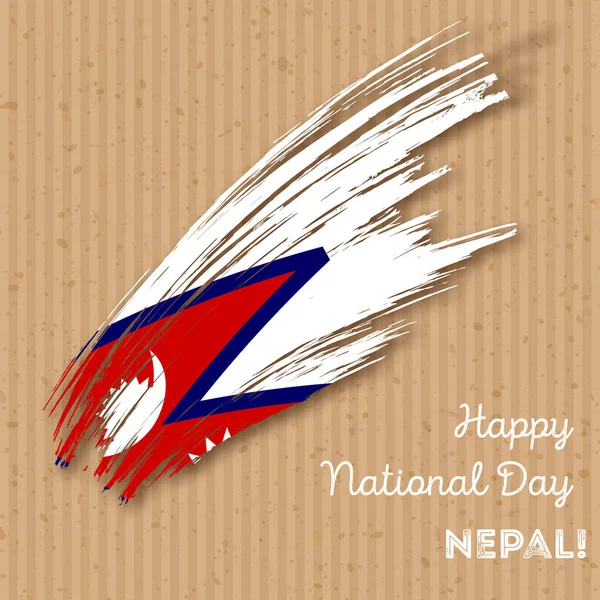 Nepal Día de la Independencia Diseño patriótico Pincelada expresiva en colores de bandera nacional en kraft — Vector de stock