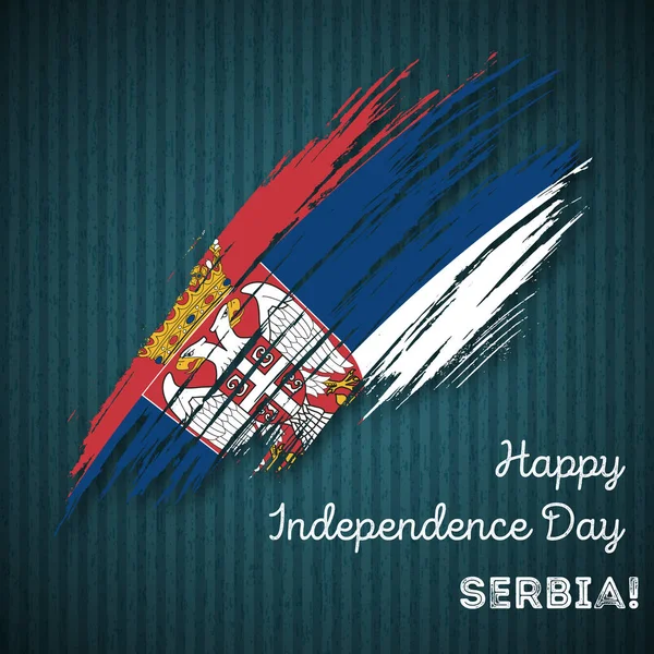 Serbie Independence Day Patriotic Design Coup de pinceau expressif dans les couleurs du drapeau national sur sombre — Image vectorielle