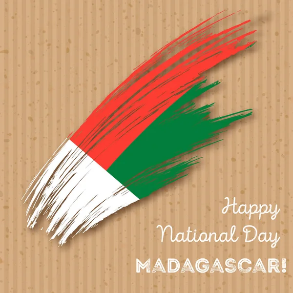 Madagascar Día de la Independencia Diseño patriótico Pincelada expresiva en colores de bandera nacional — Vector de stock