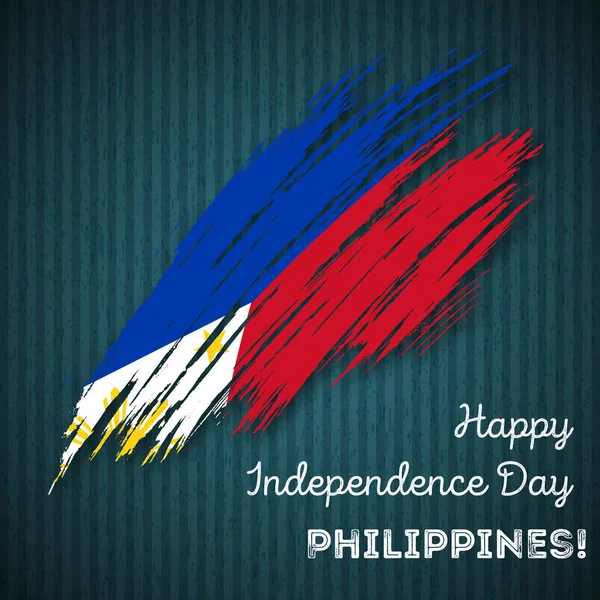 Dia da independência das Filipinas Design Patriótico Pincel Expressivo Curso nas cores da bandeira nacional em — Vetor de Stock