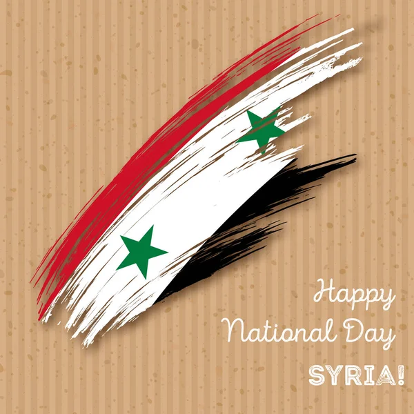 Syrien självständighetsdagen patriotiska Design uttrycksfulla penseldrag i nationella flagga färger på kraft — Stock vektor