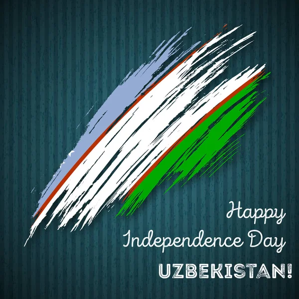 Uzbekistan Dzień Niepodległości patriotyczne projekt ekspresyjny pędzla w kolorach flagi narodowej na — Wektor stockowy