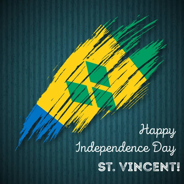Día de la Independencia de San Vicente diseño patriótico pincelada expresiva en colores de la bandera nacional en — Vector de stock