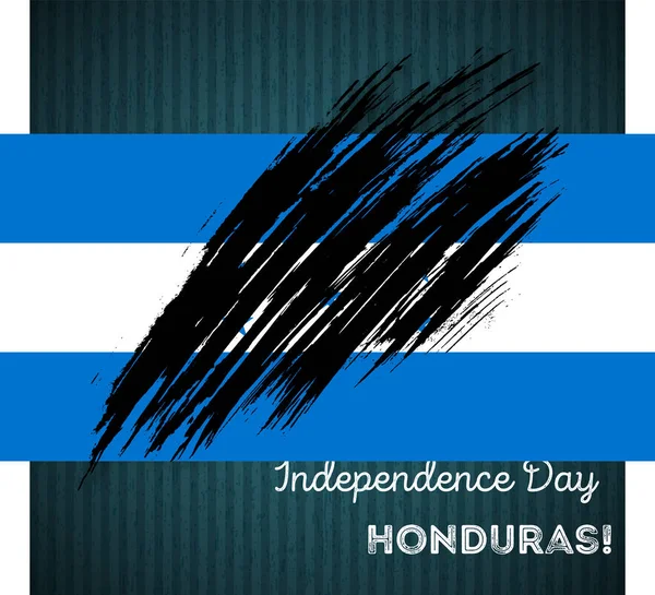 Día de la Independencia de Honduras Diseño patriótico Pincelada expresiva en colores de bandera nacional en la oscuridad — Vector de stock