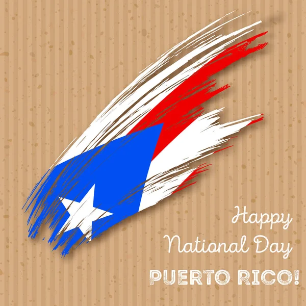 Puerto Rico den nezávislosti vlastenecký Design expresivní štětce v barvách státní vlajky na — Stockový vektor