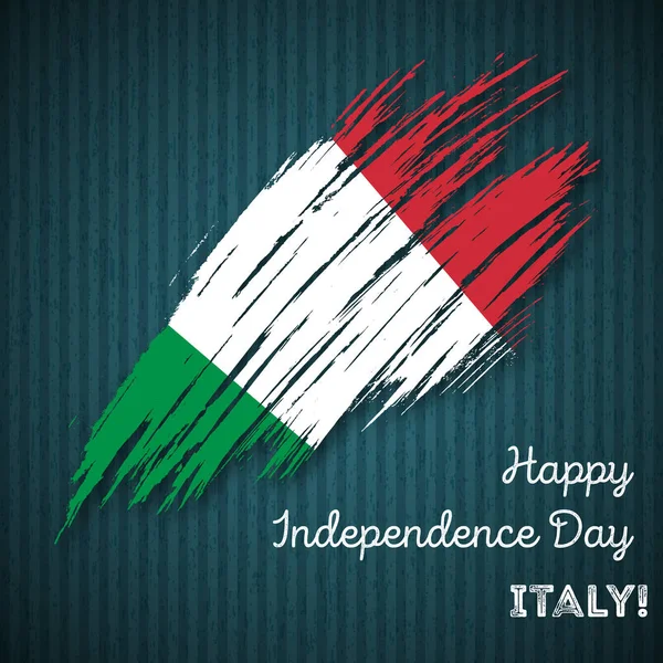 Italia Festa dell'indipendenza Design patriottico Expressive Brush Stroke in National Flag Colors on dark — Vettoriale Stock