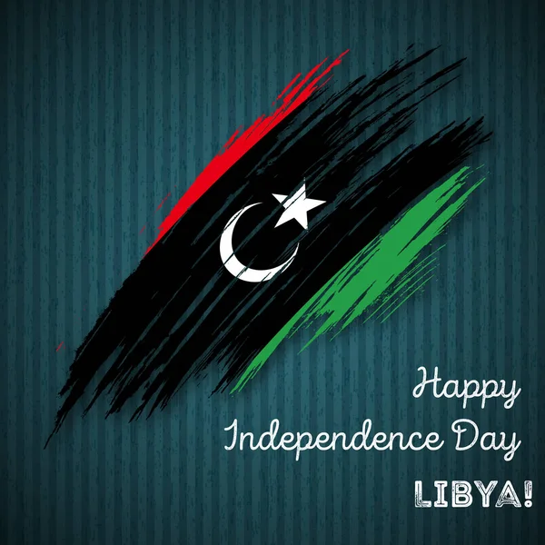 Libya Independence Day Patriotic Design Expressive Brush Stroke in National Flag Colors on dark — Stock Vector