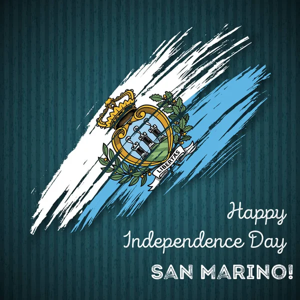 Día de la Independencia de San Marino Diseño patriótico Pincelada expresiva en colores de bandera nacional — Vector de stock