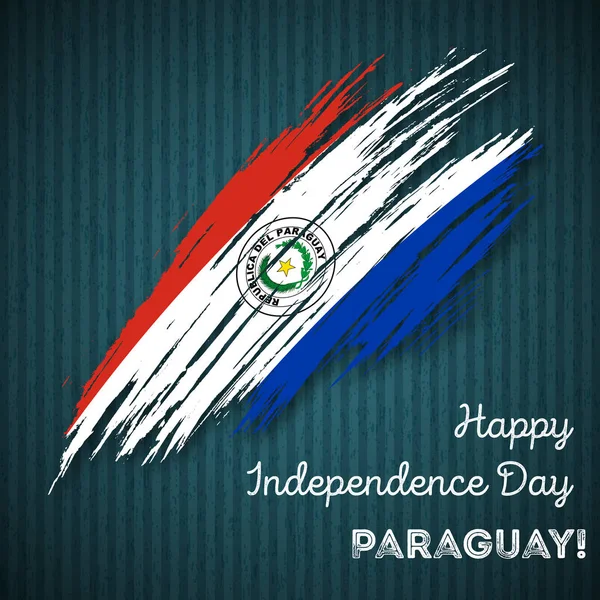 Día de la Independencia de Paraguay Diseño patriótico Pincelada expresiva en colores de bandera nacional en la oscuridad — Vector de stock