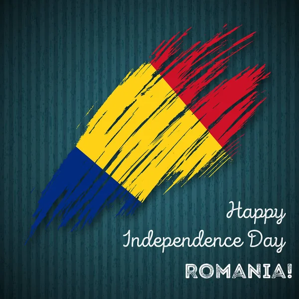 Día de la Independencia de Rumanía Diseño patriótico Pincelada expresiva en colores de bandera nacional en la oscuridad — Vector de stock