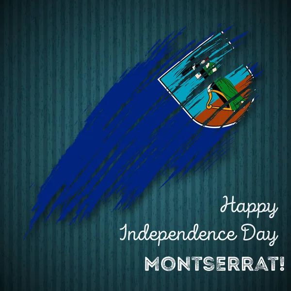 Día de la Independencia de Montserrat Diseño patriótico Pincelada expresiva en colores de bandera nacional — Vector de stock