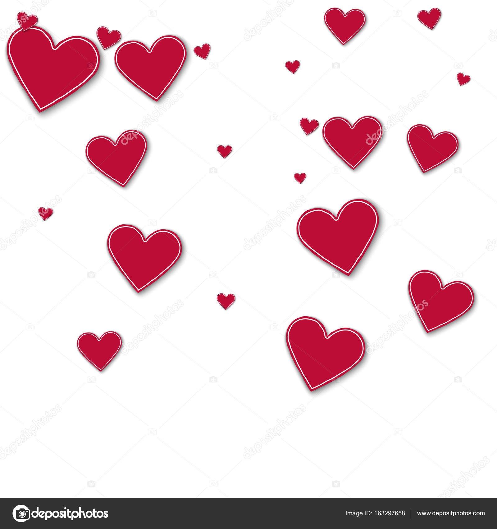 白背景ベクトル図にランダムな赤い紙の心上のグラデーション ストックベクター C Begin Again