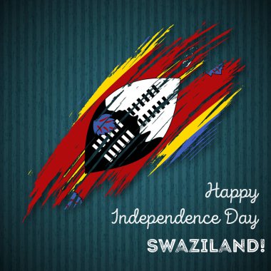 Swaziland Independence Day Patriotic Design Expressive Brush Stroke in National Flag Colors on dark clipart
