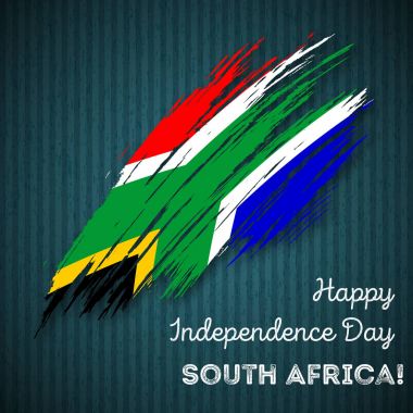 South Africa Independence Day Patriotic Design Expressive Brush Stroke in National Flag Colors on clipart