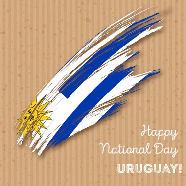 Uruguay Bağımsızlık günü vatansever tasarım etkileyici fırça darbesi kraft ulusal bayrak renk