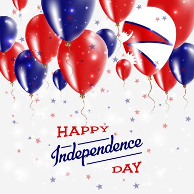 Nepal vektör vatansever Poster Bağımsızlık günü afişini ülkenin parlak renkli balonlar ile