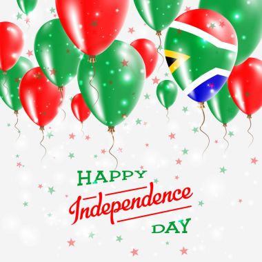 Güney Afrika vektör vatansever Poster Bağımsızlık günü afişini parlak renkli balonları ile