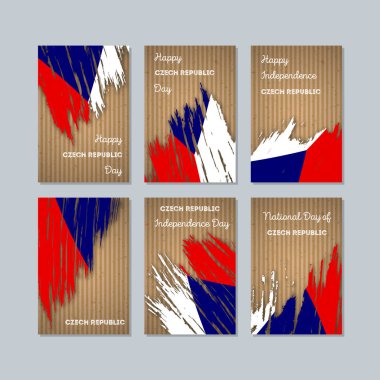 Çek Cumhuriyeti Milli Günü ifade fırça darbesi ulusal bayrak renk için vatansever kartları