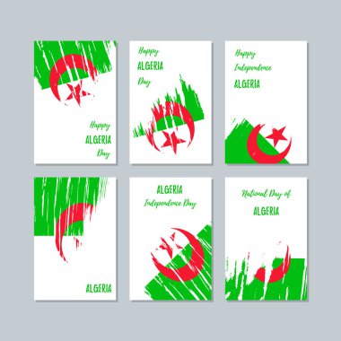 Cezayir Milli Günü ifade fırça darbesi beyaz Milli bayrak renk için vatansever kartları