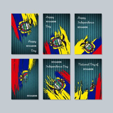 Ekvador vatansever kartları için Milli Günü ifade fırça darbesi kara günü ulusal bayrak renklerde