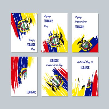 Ekvador vatansever kartları Milli Günü ifade fırça darbesi beyaz Milli bayrak renk için