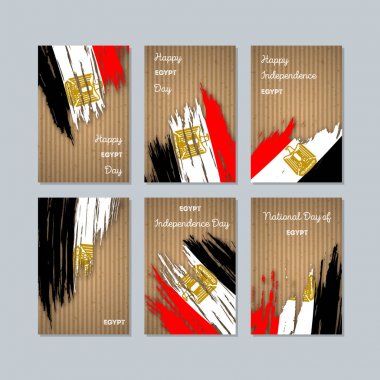 Mısır milli günü ifade fırça darbesi kraft ulusal bayrak renk için vatansever kartları