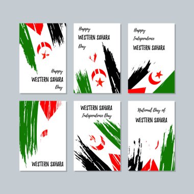 Batı Sahara Milli Günü ifade fırça darbesi ulusal bayrak renk için vatansever kartları